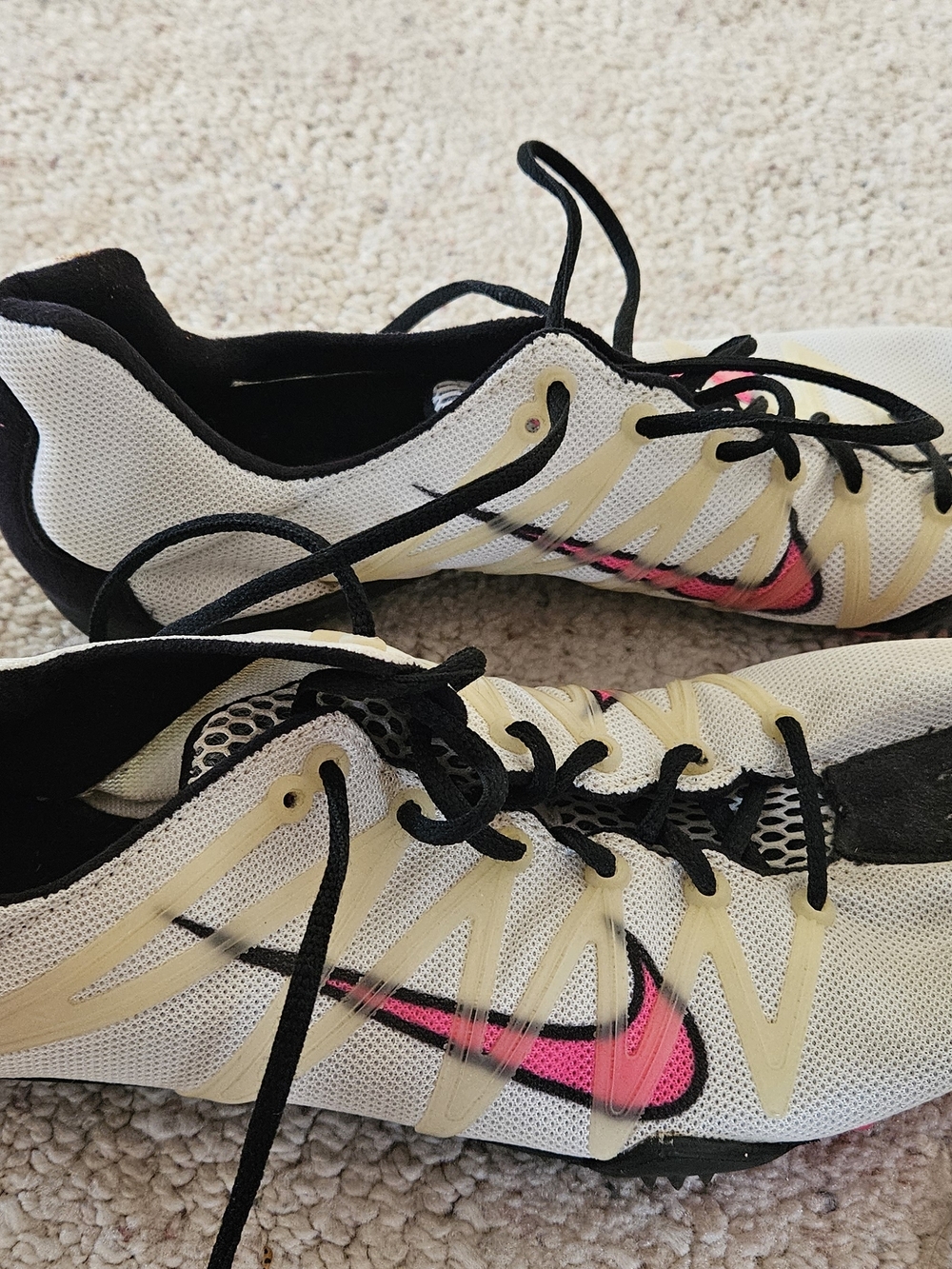 Nike Women’s Athletic Track Shoes White with Pink and Black Accents. Womens 11